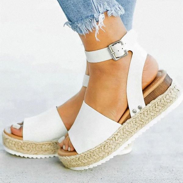 

platform shoes women sandals high heels 2020 fashion solid summer shoes woman buckle strap basic sandals women #at90, Black