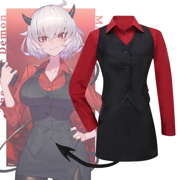 

anime costumes game suits the sour demon malina cosplay costume outfits for women men jk uniform vest gloves tail halloween carnival, Black