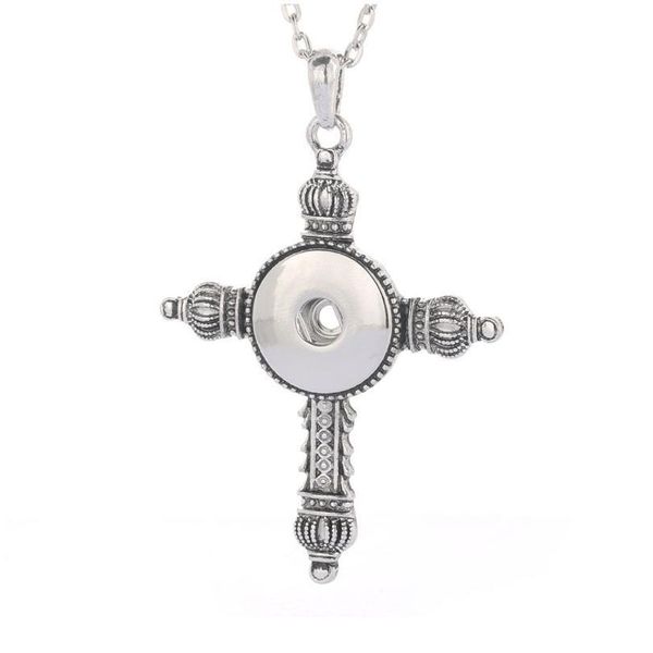 

boom life new fashion snap jewelry snap buttons necklaces link chain 60cm with cross pendant fit 18/20mm snap buttons bbycur, Silver