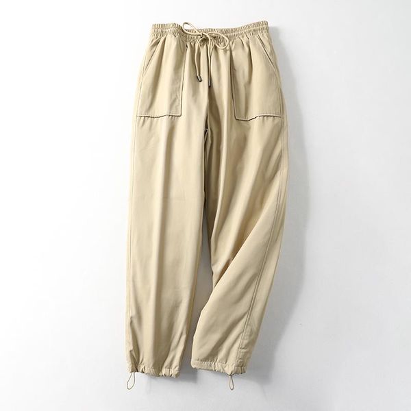 

women's down trousers white duck down elastic high waist harun casual pants slant pockets on both sides drawstring at hem, Black;white