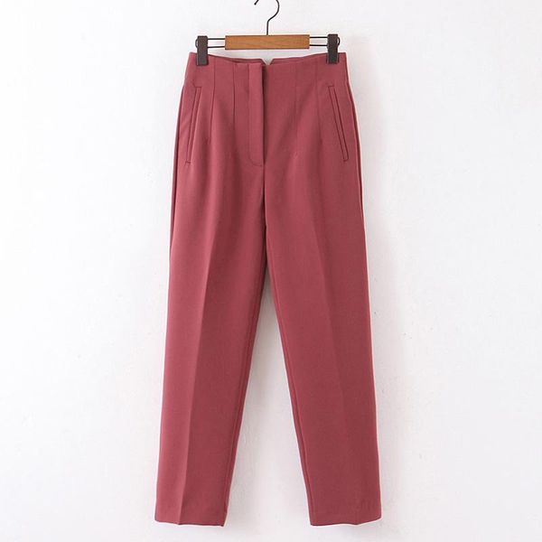 

rr straight pants women fashion casual slim solid trousers women elegant pockets ankle length pants female ladies kk1, Black;white