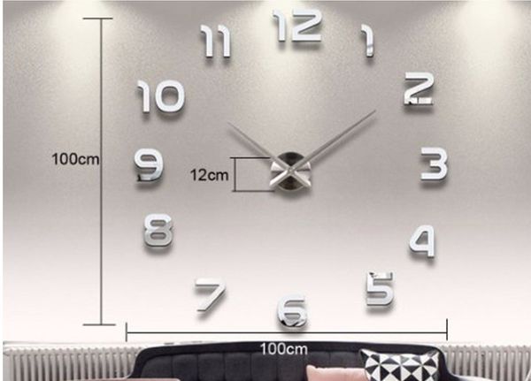 

home decoration big number mirror wall clock modern design large wall clock 3d watch wall unique gifts