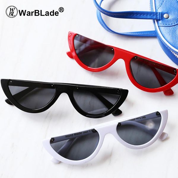 

warblade 2021 new fashion unique half frame women cat eye sunglasses brand designer fashion ladies pink tint/clear lens shades, White;black