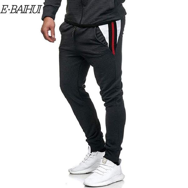 

men's pants e-baihui 2021 male fashion hip men sweatpants slacks casual elastic joggings sport solid baggy pockets trousers, Black