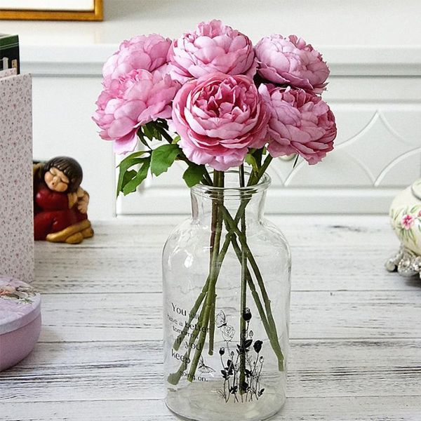 

decorative flowers & wreaths silk roses white artificial peony for home decoration pink fake diy wedding decor wall flores1