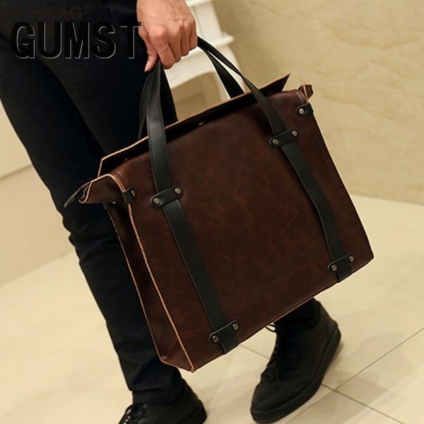 

gumst 2019 new leather men leisure men's business messenger bags portable briefcase bag lap13 inch handbag