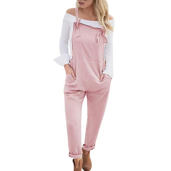 

autumn women overalls straps jumpsuit fashion solid color baggy pants casual female loose trouserss costume, Black;white