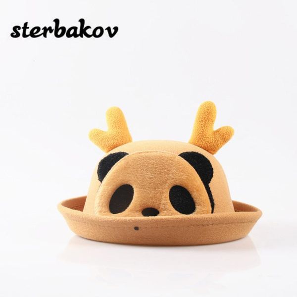 

winter autumn women's cap classic hat cute animal panda pattern imitation wool girl hat cute pure black children's1, Blue;gray