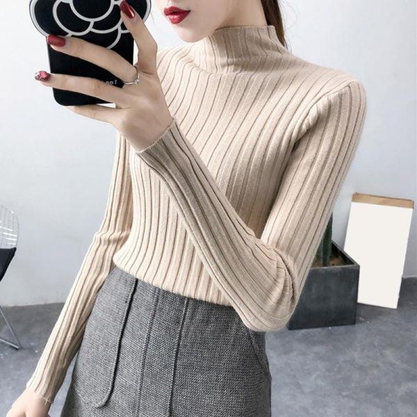 

women's sweaters turtleneck casual knitted female sweater solid korean style women all-match pullover streetwear ladies, White;black