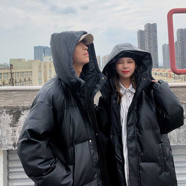 

men's winter coat, korean fashion couple's down cotton padded suit, versatile for students, Black