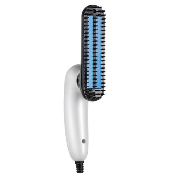 

multifunctional foldable beard straightening comb hair comb brush beard straightener comb hair curler quick hair styler tool, Silver