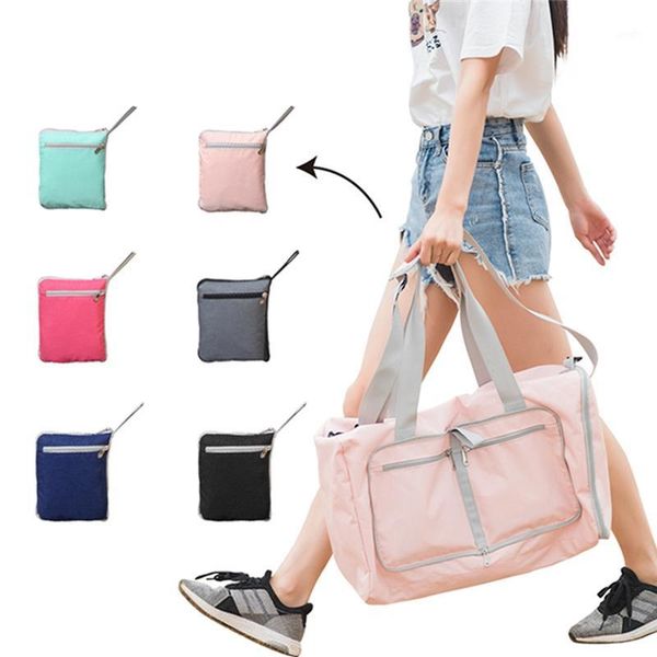 

duffel bags 2021 fashion travel bag one shoulder collapsible solid color high capacity portable quick-drying textile fitness holiday tote1