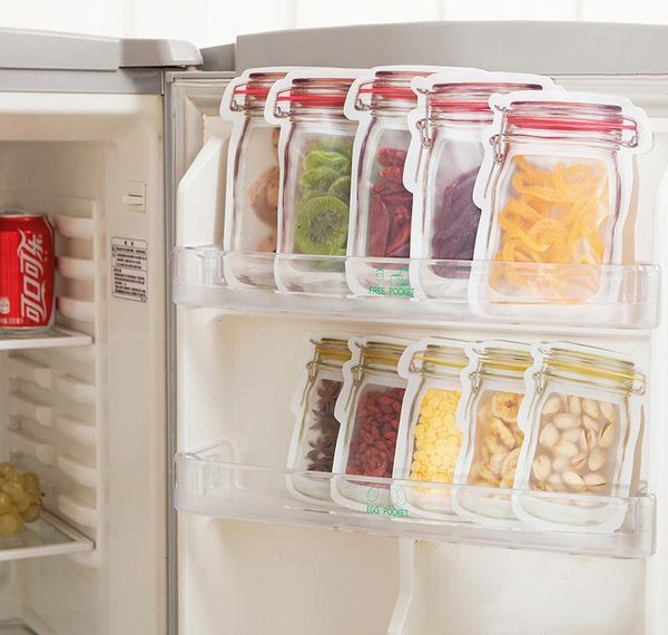 

500pcs reusable food storage zipper bags mason jar shape snacks airtight seal food saver leak-proof bags kitchen wmthcs dh_niceshop