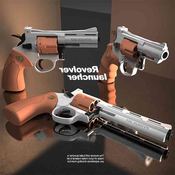 

5444zp5 revolver pistol launcher safe soft bullet toy weapon model airsoft pneumatic sun gun pistola for kids boys adults