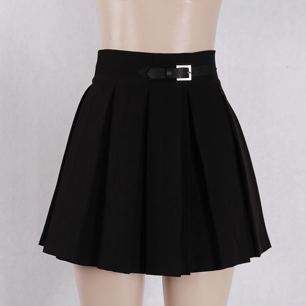 

2021 new spring and summer black gothic style plied thin high waist casual fashion hip fold a sewn word skirt ye13