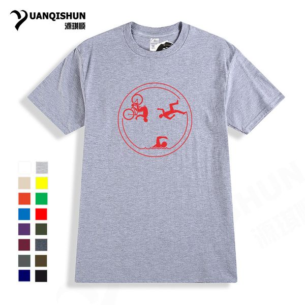 

sport men boutique casual t-shirt creative triathlon tshirt 16 colors 100% cotton print t shirts short sleeves shirt xs-3xl