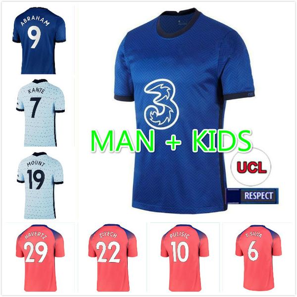 

cfc pulisic ziyech havertz kante werner abraham chilwell mount jorginho soccer jersey 2020 2021 giroud football shirt 20 21 men + kids kit, Black;yellow
