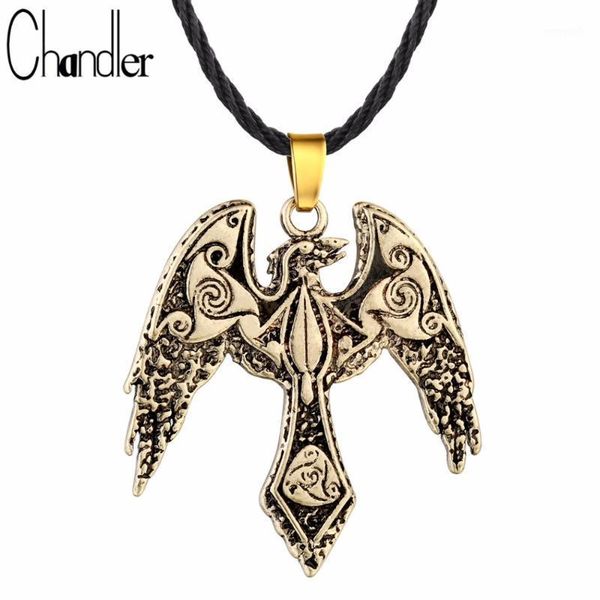 

chandler dragon necklaces & pendant triskelion symbol norse vikings odin's raven jewelry bird phoenix colier1, Silver