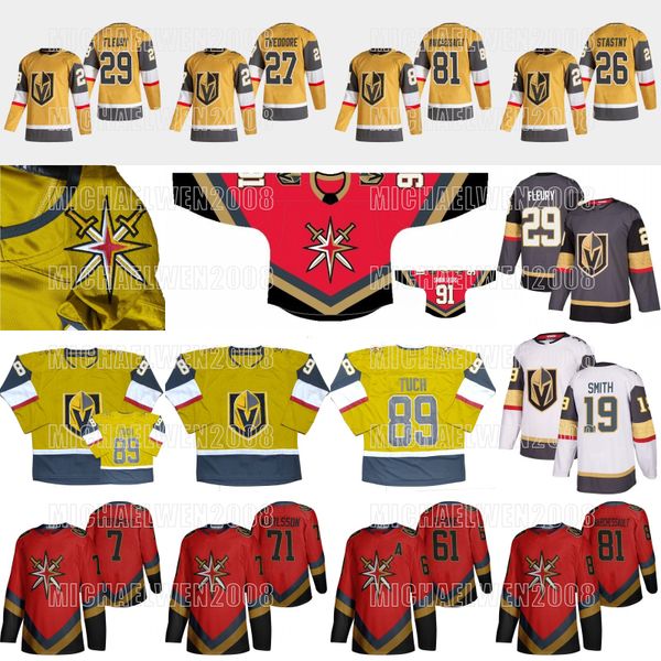 

vegas golden knights gold red third jersey 3rd reverse retro fourth alex pietrangelo marc-andre fleury stone pacioretty karlsson smith tuch, Black;red