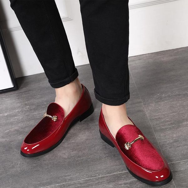 

nice fashion autumn pointed toe dress shoes men loafers patent leather oxford shoes for men formal mariage wedding, Black