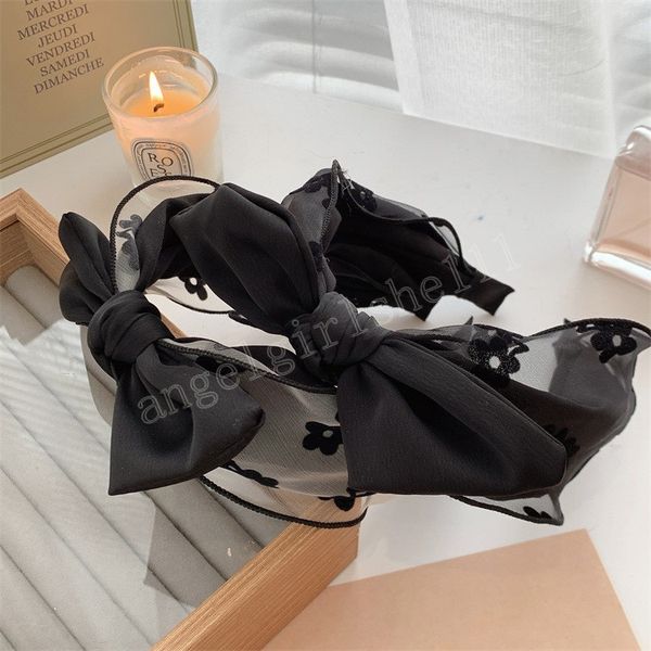 

south korea fabric hook flower bow wide-brimmed headbands female light luxury korean headband hair accessories trend, Slivery;white