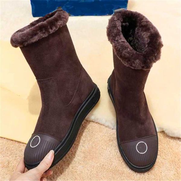 

boots splice snow boot canvas back strap short wool decorative edges platform leather winter women's shoes, Black