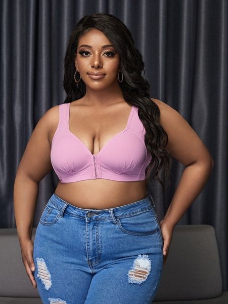 

plus rib front close bra f7gv#, Black;white