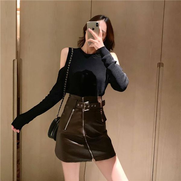 

skirts coigarsam women short skirt high waist brown black a9932