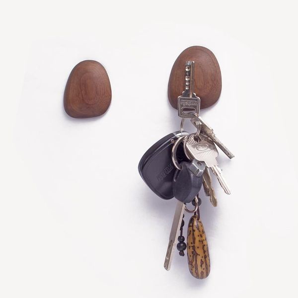 

solid wood refrigerator stickers key hooks suction magnet walnut wood key holder wall pendant hook up wall decoration