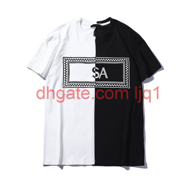 

mens designer shirt summer casual t shirts for men women short sleeve shirt clothing patchwork tees, White;black