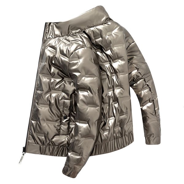 

cotton padded winter bright surface leisure thiened stand collar down men's bread jaet fashion, Black