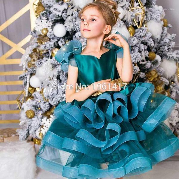 

girl's dresses royal sleeveless cascading flower girl lace applique girls pageant dress first holy communion party dresses1, Red;yellow