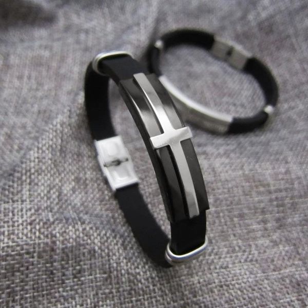 

wholesale korean fashion cross bracelet jewelry stainless steel bracelet silicone lucky factory leather bracelets, Golden;silver