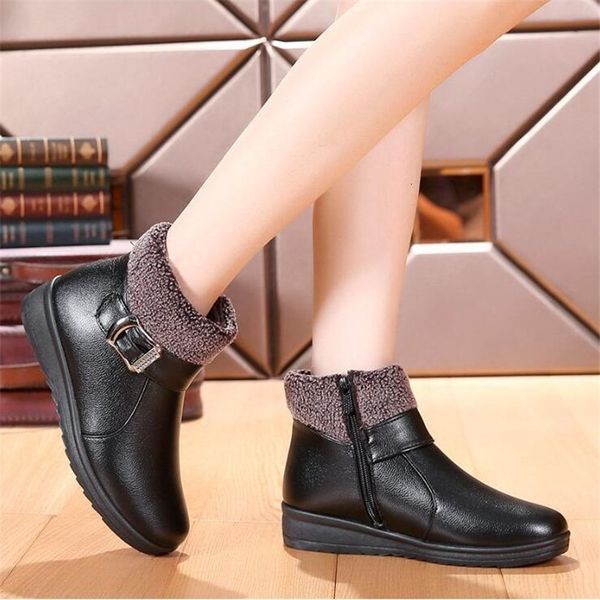 

winter women's cotton shoes fitted anti-slip water and snow with soft soles boots in addition to warm velvet casual dabt, Black