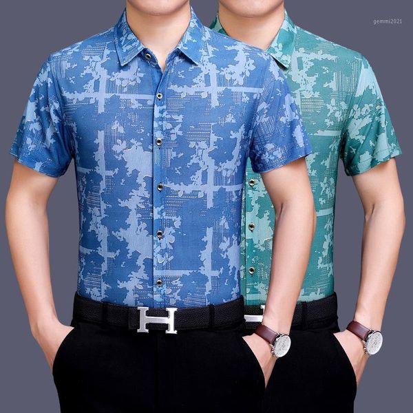 

c-1919 business middle-aged men's short sleeve shirt summer new quality soft comfortable icy cool men shirt -xxxl1, White;black