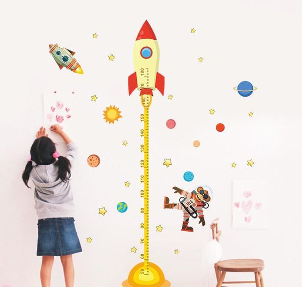 

wholesale outer space planet monkey pilot rocket home decal height measure wall sticker for kids room baby nursery gr bbygry yh_pack