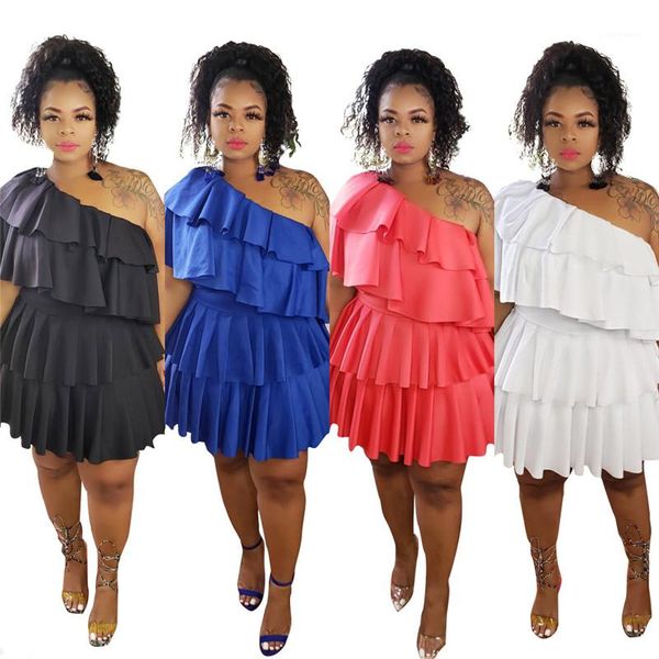 

line dress summer female clothing ol style solid color designer pleated dress off-shoulder plus size a