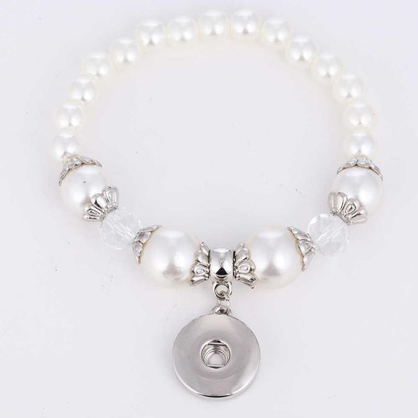 

2018 adjustable elasticity man made pearl women jewelry snap jewelry vintage 18mm metal snap button bracelet tb9013 jllbwa, Black