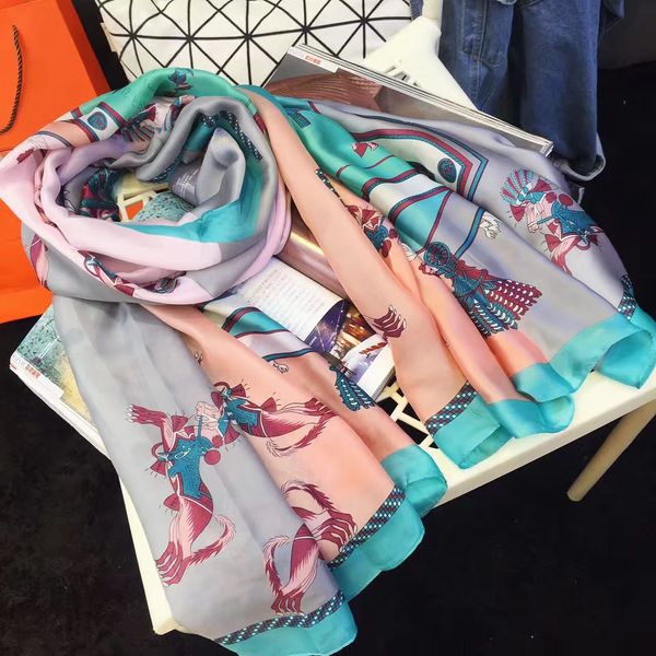 

2020 silk scarves for women, fashion designers, soft spring and autumn women must-have silk scarves, beach sunscreen shawls are super nice, Blue;gray
