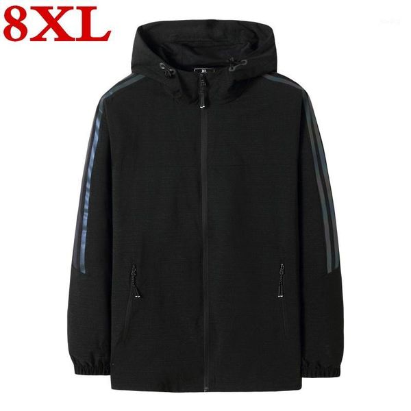 

big plus size 8xl 7xl men windbreaker casual spring autumn lightweight jacket 2020 new arrival hooded zipper up jackets outwear1, Black;brown