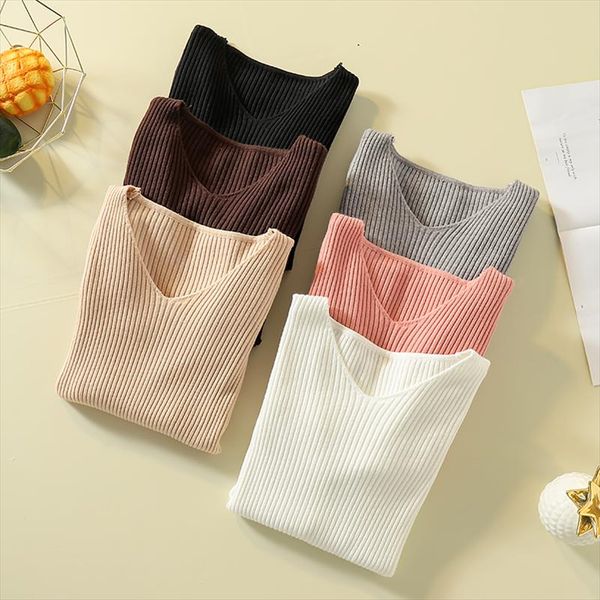 

pullover knit sweater women 2020 winter clothes women jumper v neck soft rib knitted winter knitwear pull femme sweaters, White;black
