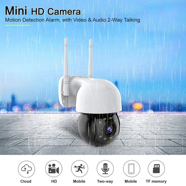 

WIFI IP Camera HD 1080P Outdoor Security Camera Two Way Audio 4x zoom Infrared 8 Lights Night vision Hemisphere CCTV Camera