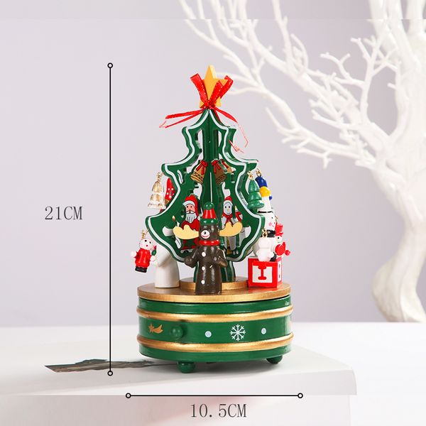 

2021 ornament tree table wooden revolving box decoration music christmas gift new