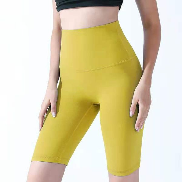 

cycling pants women's nudity without embarrassment line sports tight shorts capris peach hip lu-55 same style yoga pants 004, White;red