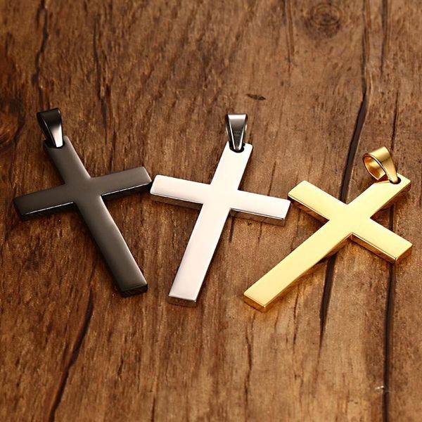 

new arrival religious jewelry stylish 50mm titanium steel cross pendant can with chain or no chain men bijoux, Silver