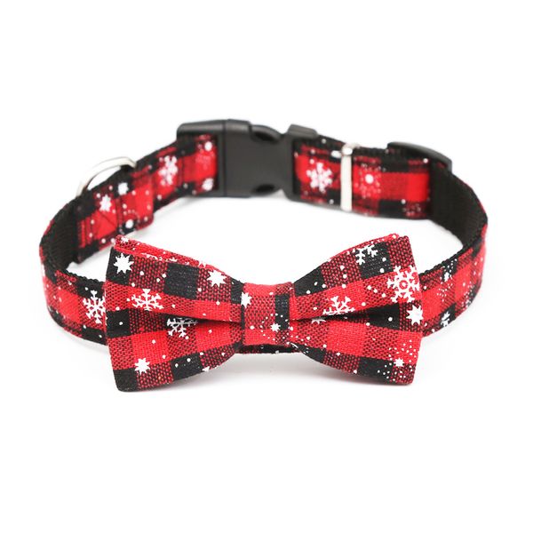 

designer pet dog accessories christmas snowflake bow collar small medium-sized large dog collar red and green two colors four sizes