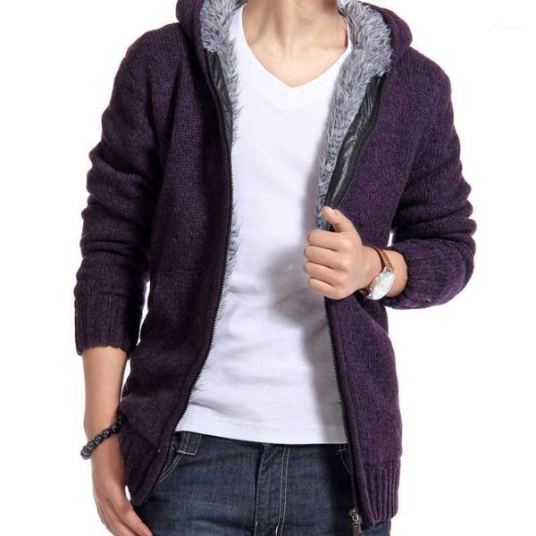

2021 autumn men hooded wool cardigan sweater jumper men winter fashion striped pockets knit outwear coat sweater1, Black;white
