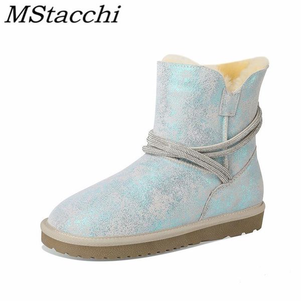 

mstacchi 2020 new designer comfortable women snow boots round toe real wool non-slip classics casual ladies shoes botas negras, Black