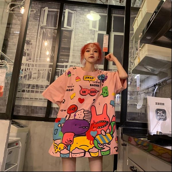 

fashion print t shirt little monster spoof clothes short sleeve harajuku new casual tee shirt womens clothing kawaii vegan, White