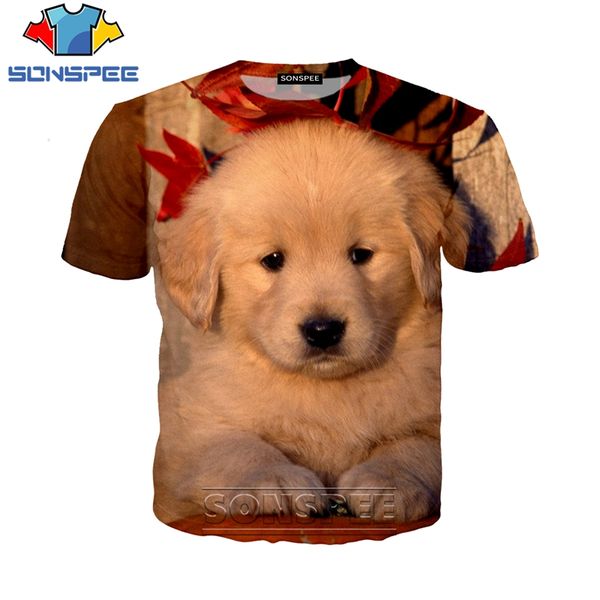 

golden retriever dog cute animal 3d print shirts horror kawaii plus size men clothing